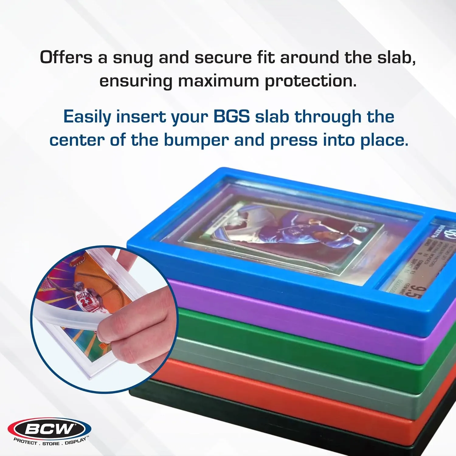 BCW Graded Card Slab Bumpers for BGS Slabs - Blue | 6-Pack Durable TPE Edge Protectors | Shields BGS-Standard Slabs from Scuffs, Chips & Impact Damage | Easy Fit & Non-Slip Grip for Trading Cards