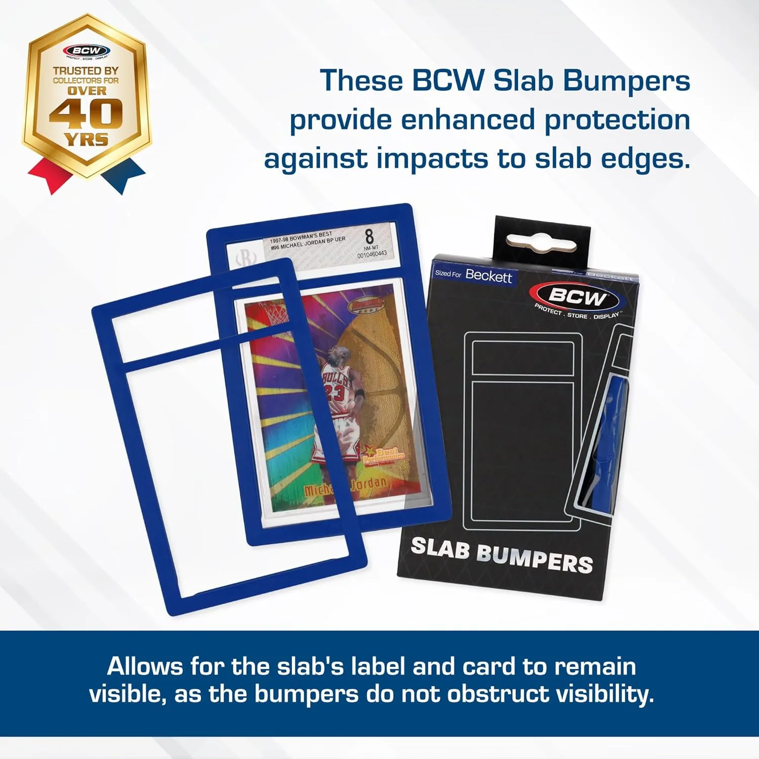 BCW Graded Card Slab Bumpers for BGS Slabs - Blue | 6-Pack Durable TPE Edge Protectors | Shields BGS-Standard Slabs from Scuffs, Chips & Impact Damage | Easy Fit & Non-Slip Grip for Trading Cards