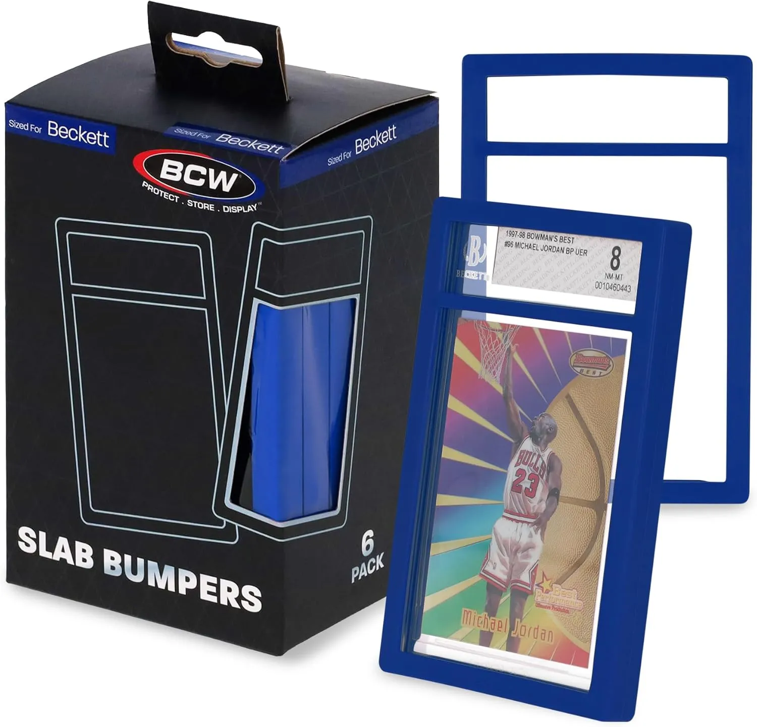 BCW Graded Card Slab Bumpers for BGS Slabs - Blue | 6-Pack Durable TPE Edge Protectors | Shields BGS-Standard Slabs from Scuffs, Chips & Impact Damage | Easy Fit & Non-Slip Grip for Trading Cards