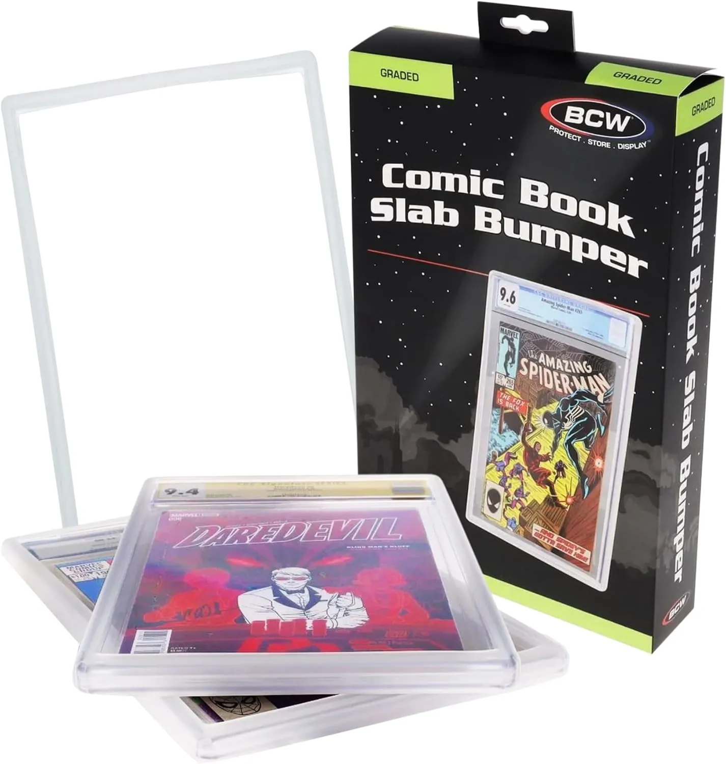 BCW Graded Comic Slab Bumpers | Translucent Comic Book Protectors | Fits Modern CGC Slabs | Durable TPE Comic Book Case | Anti-Scuff, Impact Guard for Comic Book Display | 3 Bumpers Per Pack