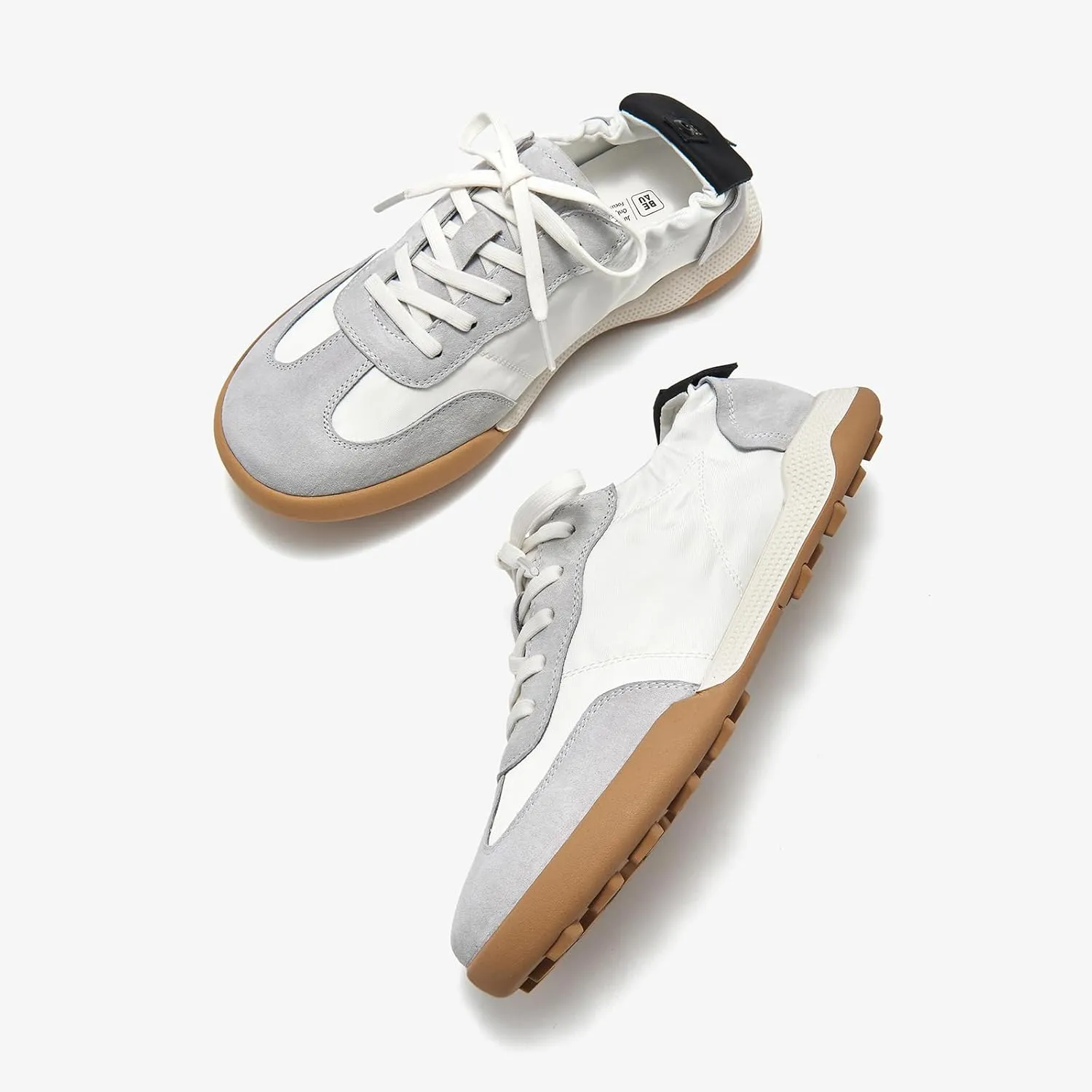BEAU TODAY Fashion Sneakers Women, Casual Walking Sneakers for Women, Comfortable Non-Slip Lace-Up Womens Leather Flat Shoes