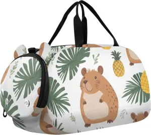 Beaver Tropical Theme Youth Sports Duffel Bag with Ventilated Shoe Compartment|All-Season Lightweight Travel Gym Bag for Girls & Boys|Water-Resistant Gear Bag