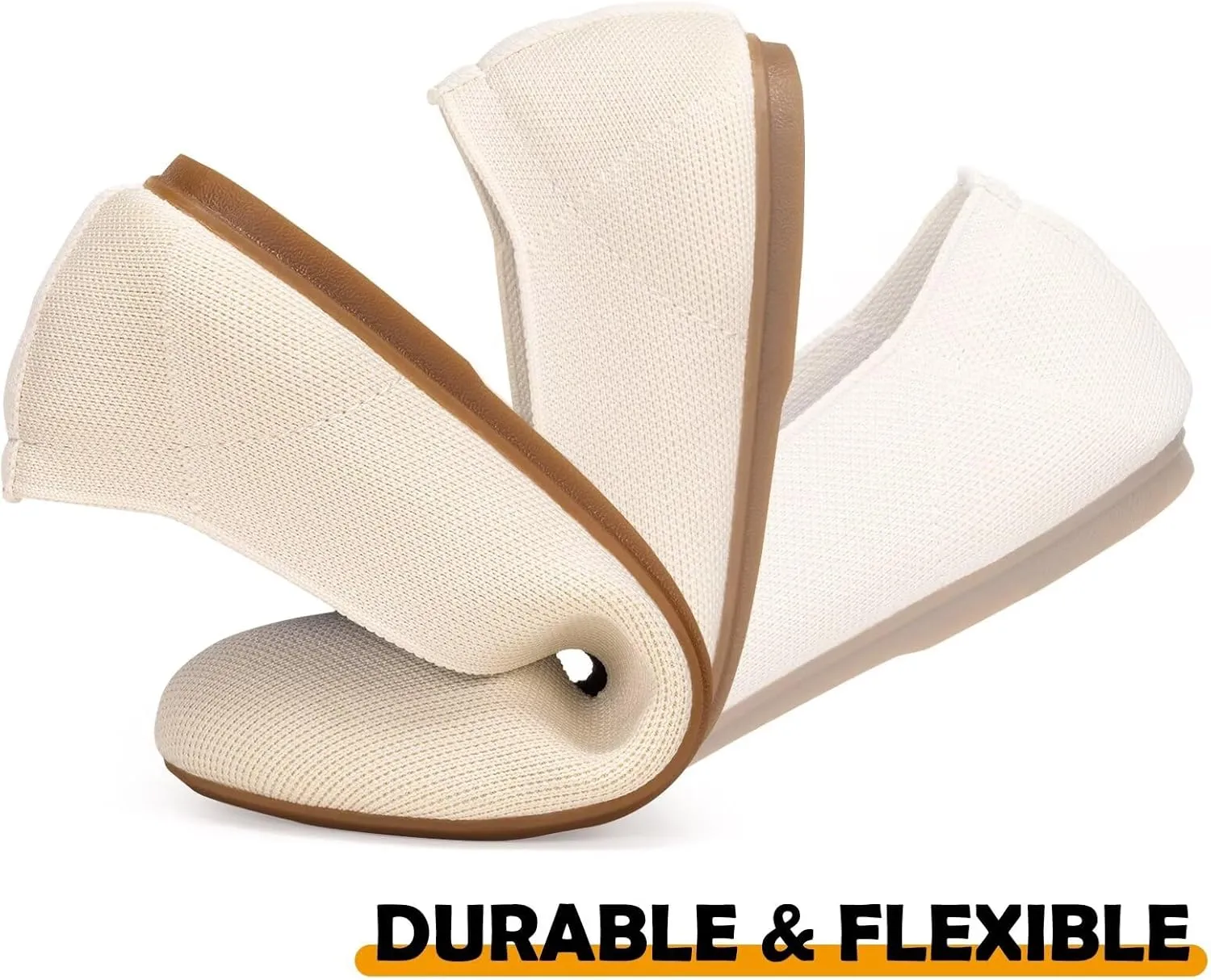 BEJINASH Ballet Flats for Women Soft Slip On Flat Shoes Knit Round Toe Work Flat Mesh Woman Walking Shoes Comfortable Casual