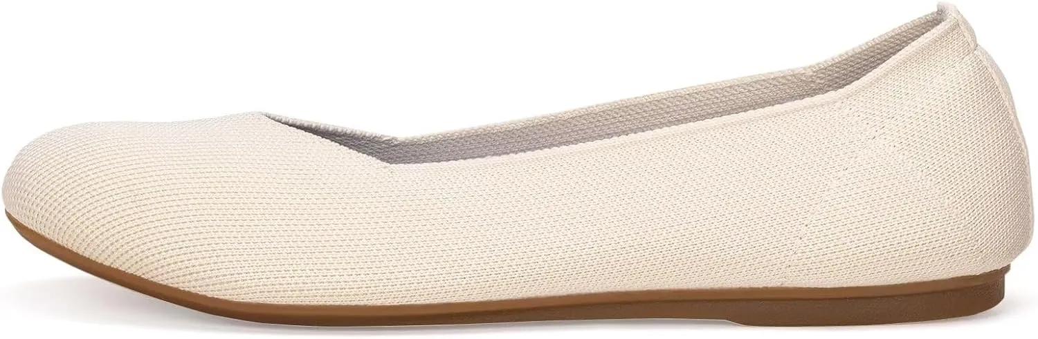 BEJINASH Ballet Flats for Women Soft Slip On Flat Shoes Knit Round Toe Work Flat Mesh Woman Walking Shoes Comfortable Casual