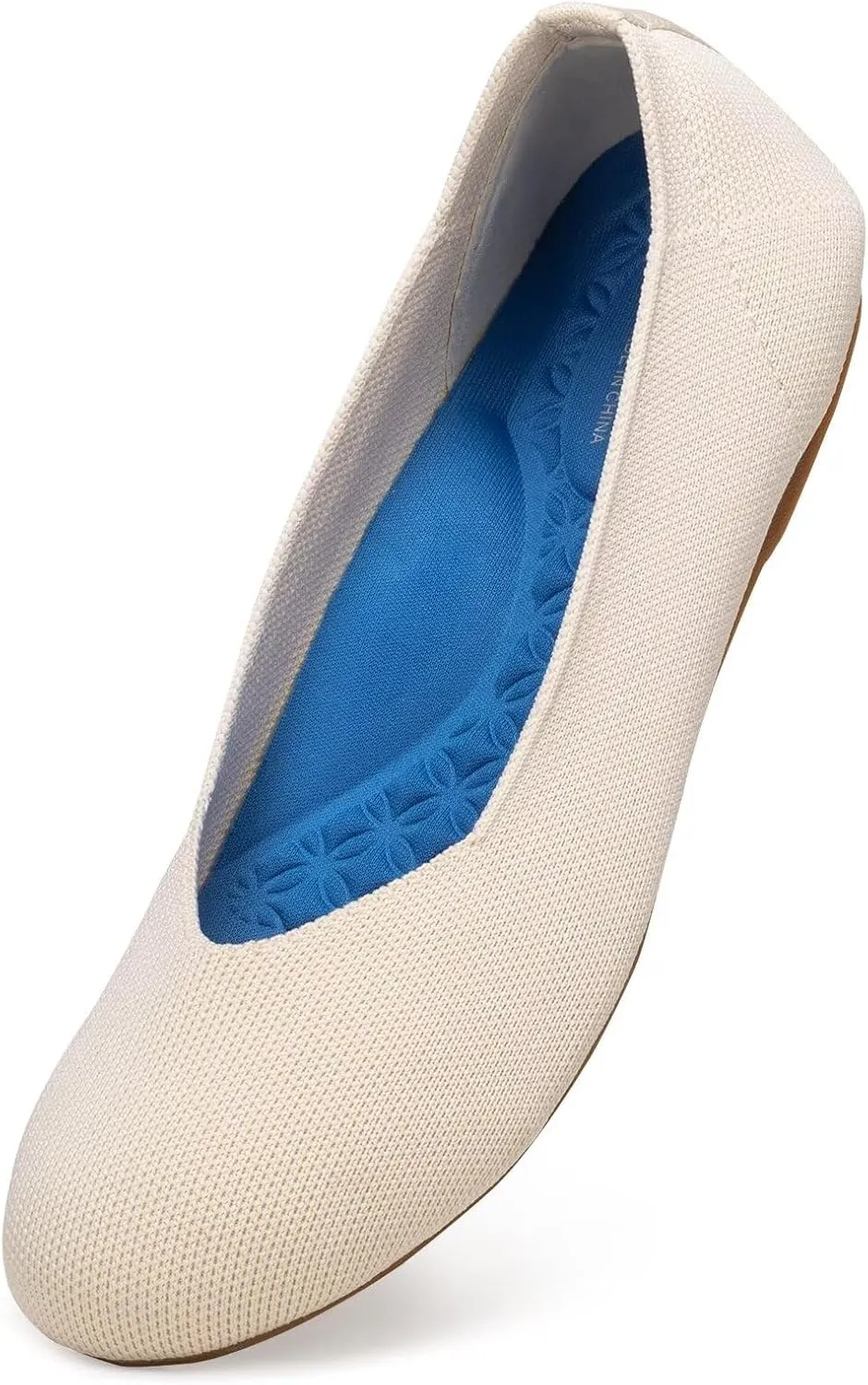 BEJINASH Ballet Flats for Women Soft Slip On Flat Shoes Knit Round Toe Work Flat Mesh Woman Walking Shoes Comfortable Casual