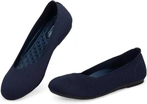 BEJINASH Ballet Flats for Women Soft Slip On Flat Shoes Knit Round Toe Work Flat Mesh Woman Walking Shoes Comfortable Casual