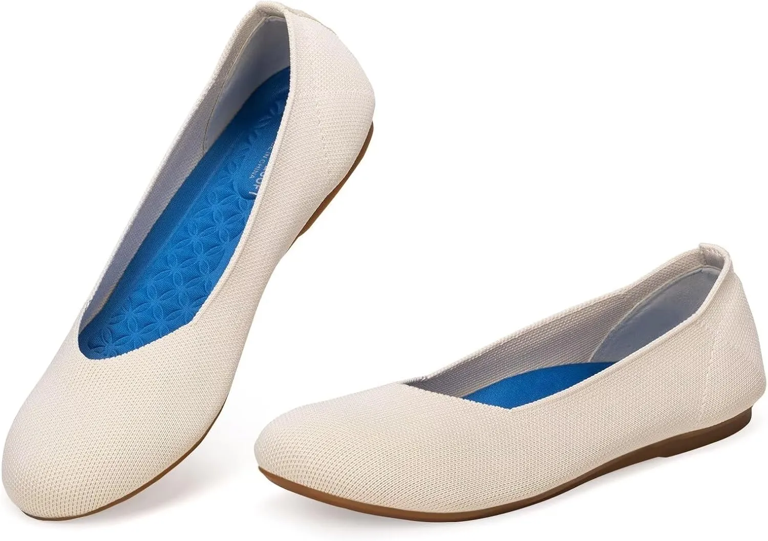 BEJINASH Ballet Flats for Women Soft Slip On Flat Shoes Knit Round Toe Work Flat Mesh Woman Walking Shoes Comfortable Casual