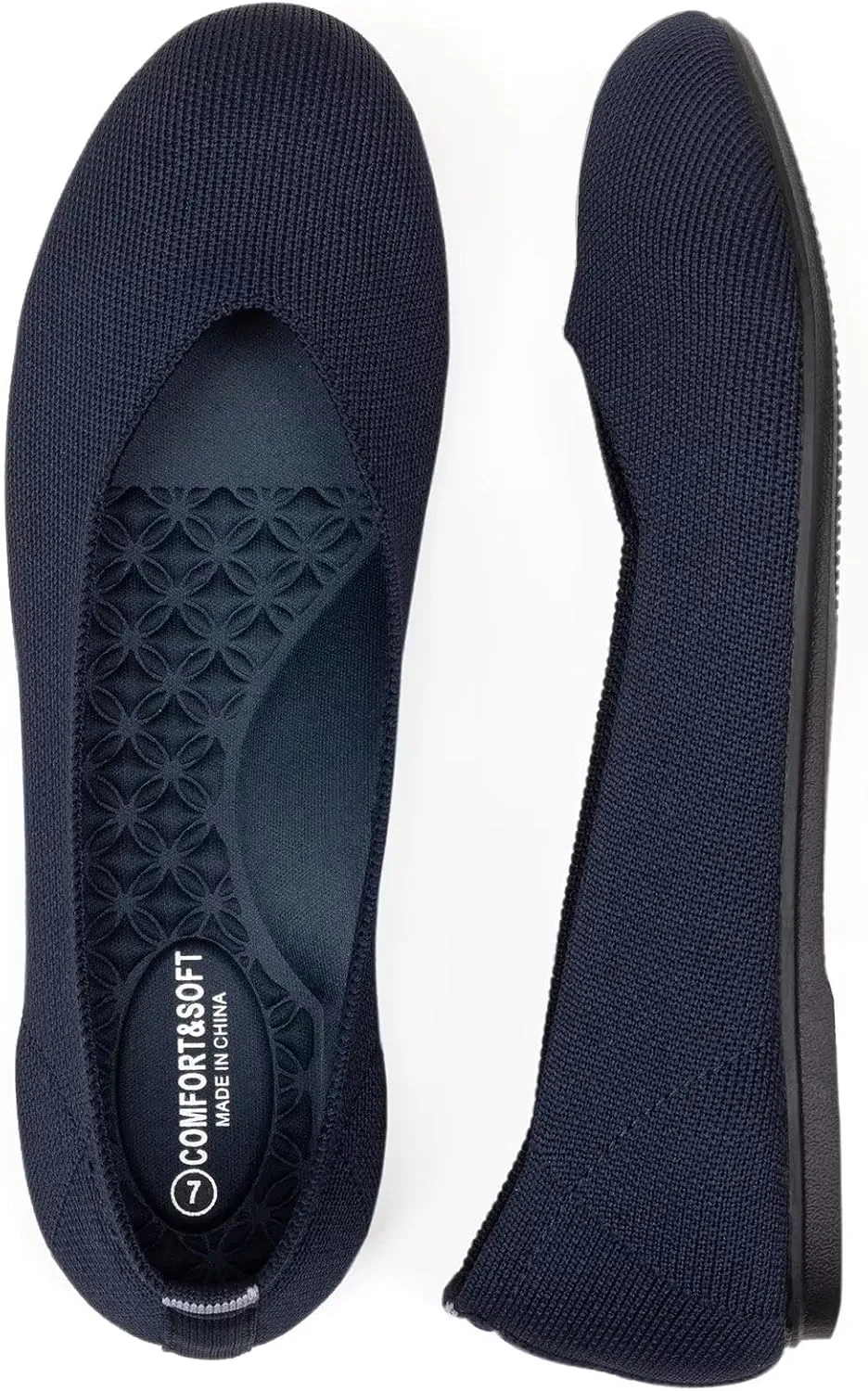 BEJINASH Ballet Flats for Women Soft Slip On Flat Shoes Knit Round Toe Work Flat Mesh Woman Walking Shoes Comfortable Casual