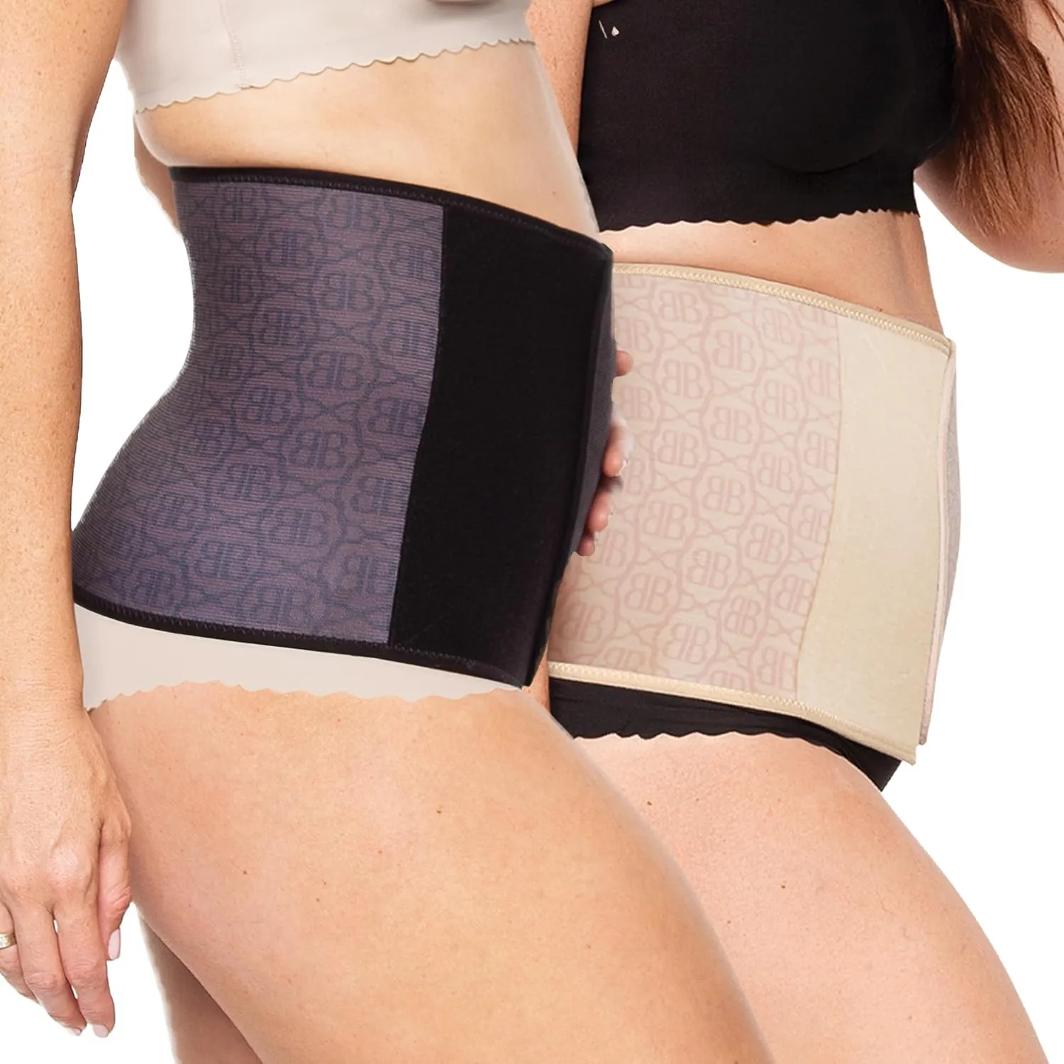Belly Bandit Original Postpartum Belly Wrap off Bundle | C-Section Recovery Essentials & Postpartum Kit for Belly Support & Back Pain Relief | Nude & Black - Large