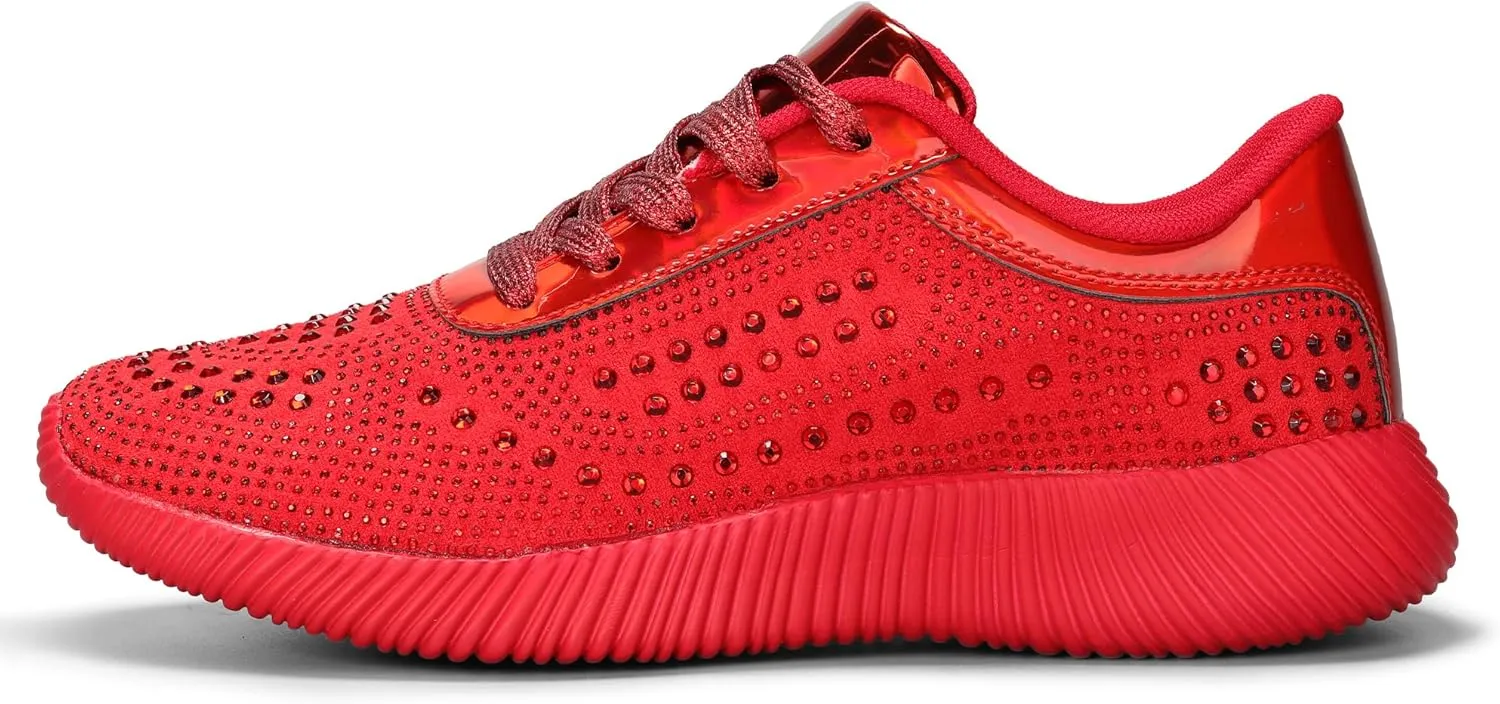 BELOS Women's Glitter Shoes Sparkly Lightweight Metallic Sequins Tennis Shoes Casual Retro Braided Walking Shoes