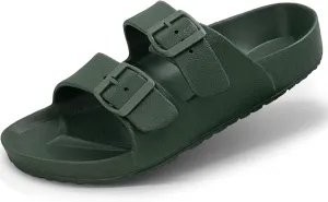BEMGNAR Men’s Lightweight Comfort Slides Double Buckle Slip-on Adjustable EVA Orthopedic Flat Sandals