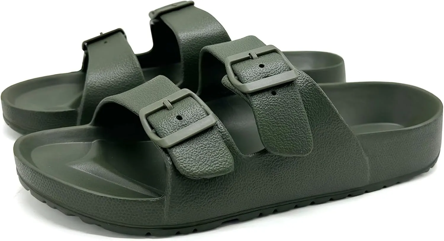 BEMGNAR Men’s Lightweight Comfort Slides Double Buckle Slip-on Adjustable EVA Orthopedic Flat Sandals
