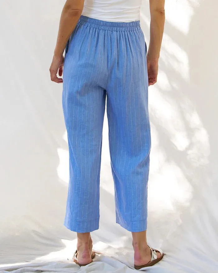 Betty Basics Parker Pant | Berry Blue Stripe