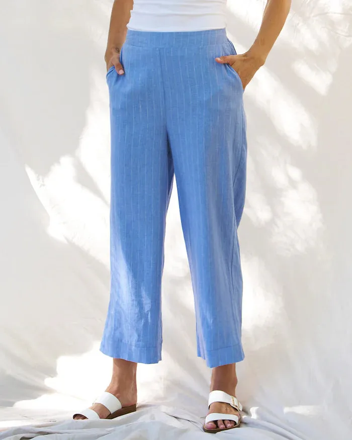 Betty Basics Parker Pant | Berry Blue Stripe
