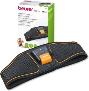 Beurer EM37 Abs Stimulator Toning Ab Belt, EMS Ab Machine with 40 Intensity Levels, Portable Ab Workout Equipment Belt Includes Reusable Water Electrodes and Batteries, Abdominal Exercise Machine