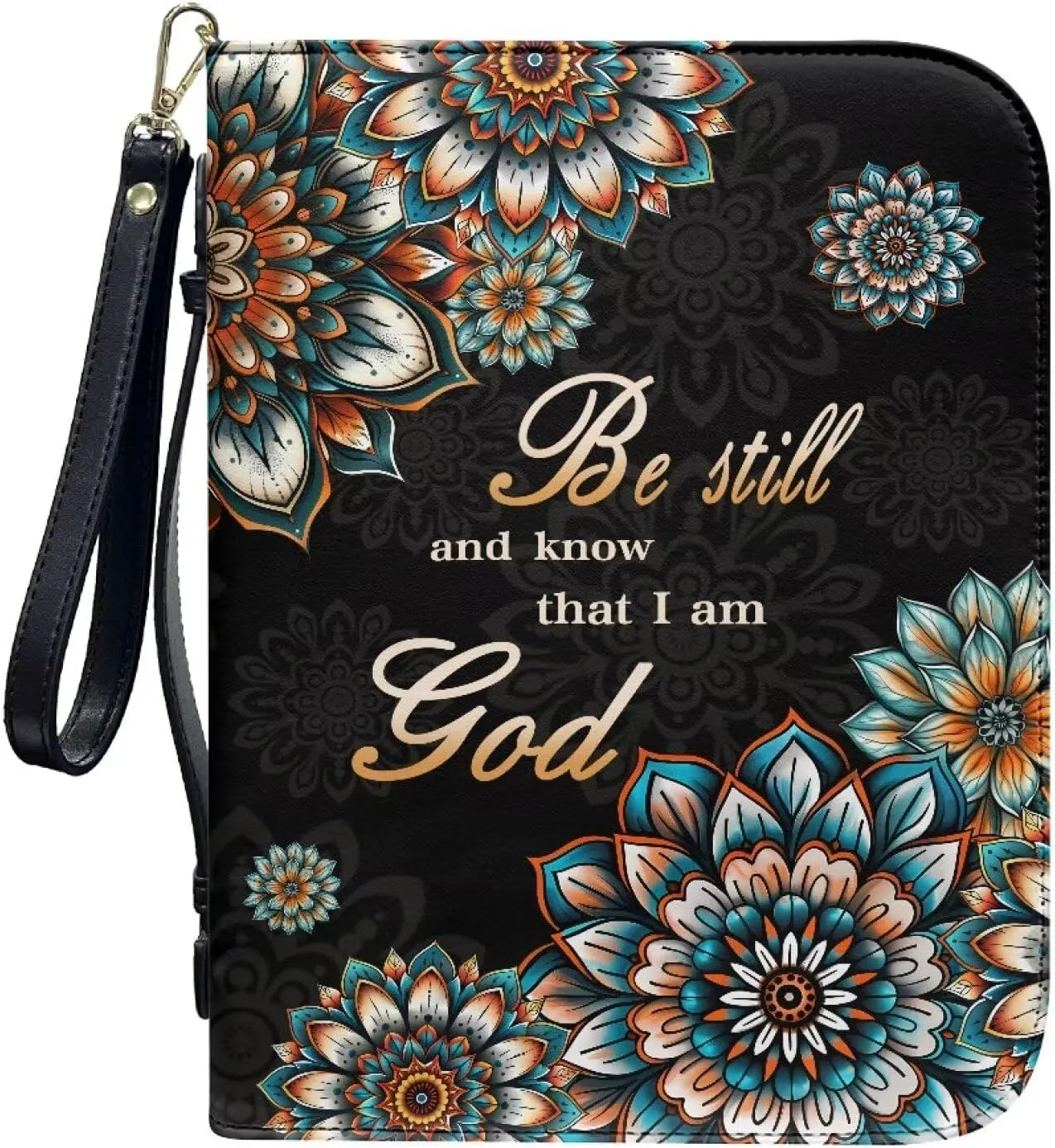 Bible Cover for Women Leather Bible Case with Black Ribbon Personalized Bible Study Supply Carrying Bag Tote