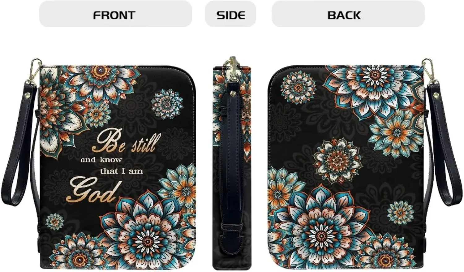 Bible Cover for Women Leather Bible Case with Black Ribbon Personalized Bible Study Supply Carrying Bag Tote