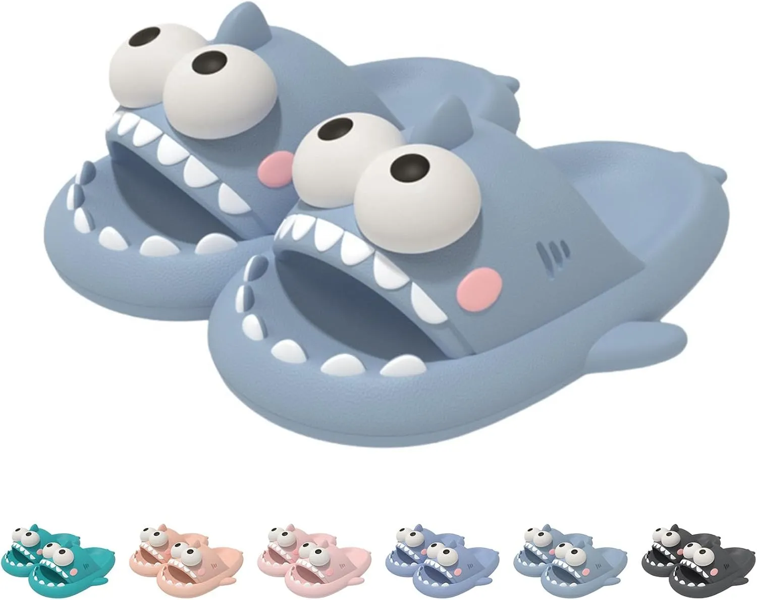 Big Eyes Shark Slides，Cute And Funny Unisex Big Eye Shark Slippers,Thick Sole Non-slip Shark Slippers.