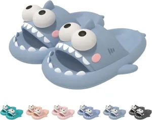 Big Eyes Shark Slides，Cute And Funny Unisex Big Eye Shark Slippers,Thick Sole Non-slip Shark Slippers.