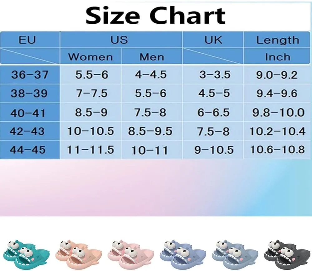 Big Eyes Shark Slides，Cute And Funny Unisex Big Eye Shark Slippers,Thick Sole Non-slip Shark Slippers.
