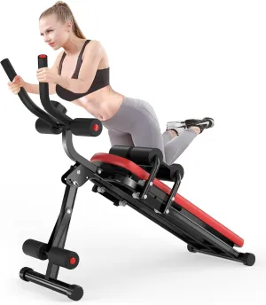 Bigzzia Ab Machine, Ab Workout Equipment Machine for Stomach Workout Foldable Abdominal Trainer for Home Gym Adjustable Ab Exercise Bench Crunch Machine for Core Abdomen
