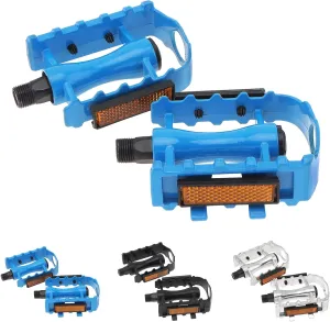 Bike Pedals, MTB Road Bicycle Pedals, Non-Slip Aluminum Alloy 9/16 Inch Flat Bicycle Pedal Sets for Most Adult Bikes Electric Bicycles Urban Commuters (Blue)