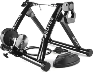 Bike Trainer, Magnetic Bicycle Stationary Stand for Indoor Exercise Riding, 26-29" & 700C Wheels, Quick Release Skewer & Front Wheel Riser Block Included