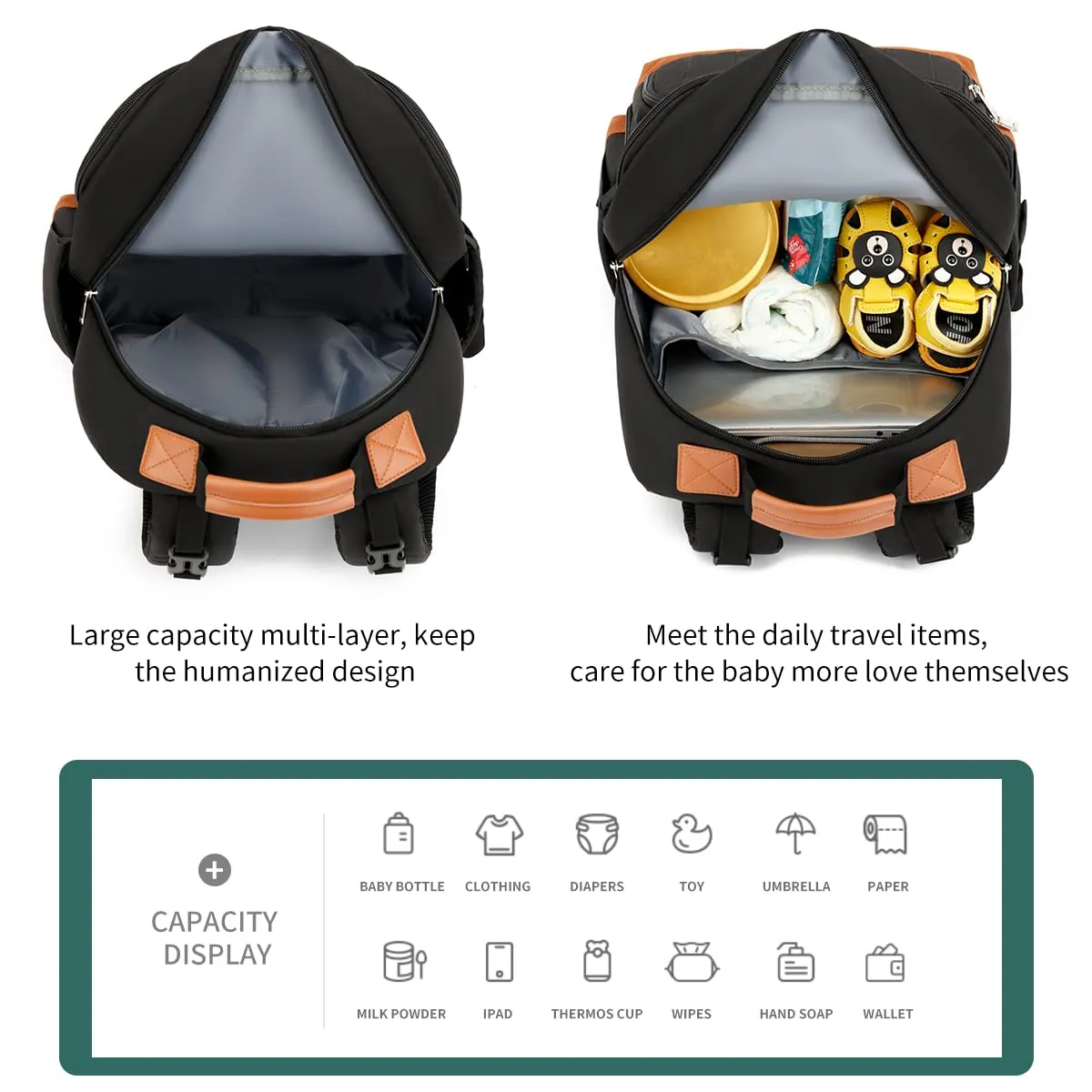 BILLITON MSHI Diaper Bag Backpack for Women Large Capacity Waterproof -Multifunctional with Insulated Pockets for Baby Girl Boy, Unisex Maternity Travel Bag-Flowers Beige