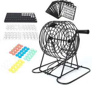 Bingo Game, Traditional Wine Set 75Pcs 15mm Lucky Ball Colorful Chips Lottery Machine Family Group Entertainment for Large Group