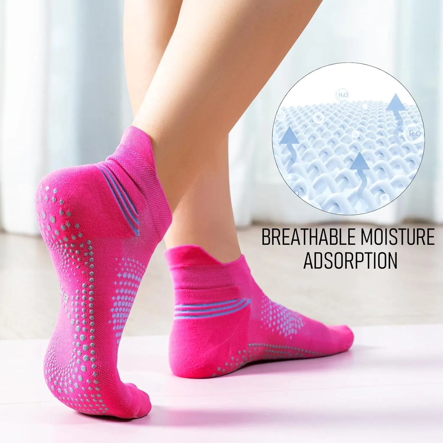 BKP Pilates Grip Socks,Yoga Socks for women,Non-slip Ballet Athletic Socks for Women Dance,Barre,Workout