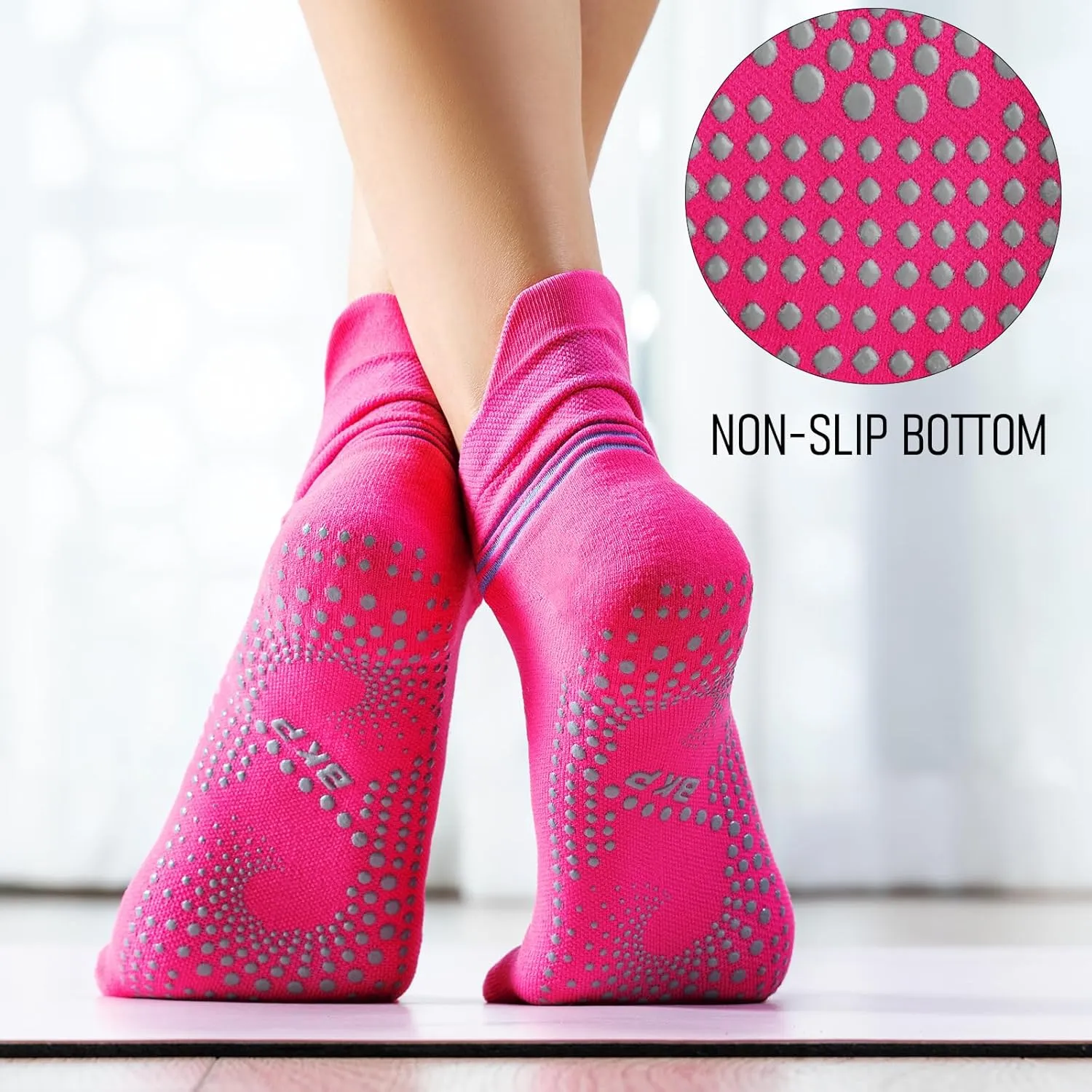 BKP Pilates Grip Socks,Yoga Socks for women,Non-slip Ballet Athletic Socks for Women Dance,Barre,Workout