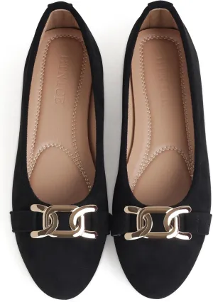 Black Flats for Women Comfortable Suede Round Toe Ballerina Shoes Slip on Work Flats for Women Office Comfort Size 10