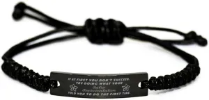 Black Stainless Steel Handmade Bracelets Adjustable Cord Inspirational, Sales Representative If at first you don't succeed, try doing what your athletic trainer told you to do the first time.