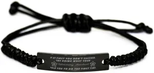 Black Stainless Steel Handmade Bracelets Adjustable Cord Inspirational, Veterinary Assistant If at first you don't succeed, try doing what your athletic trainer told you to do the first time.