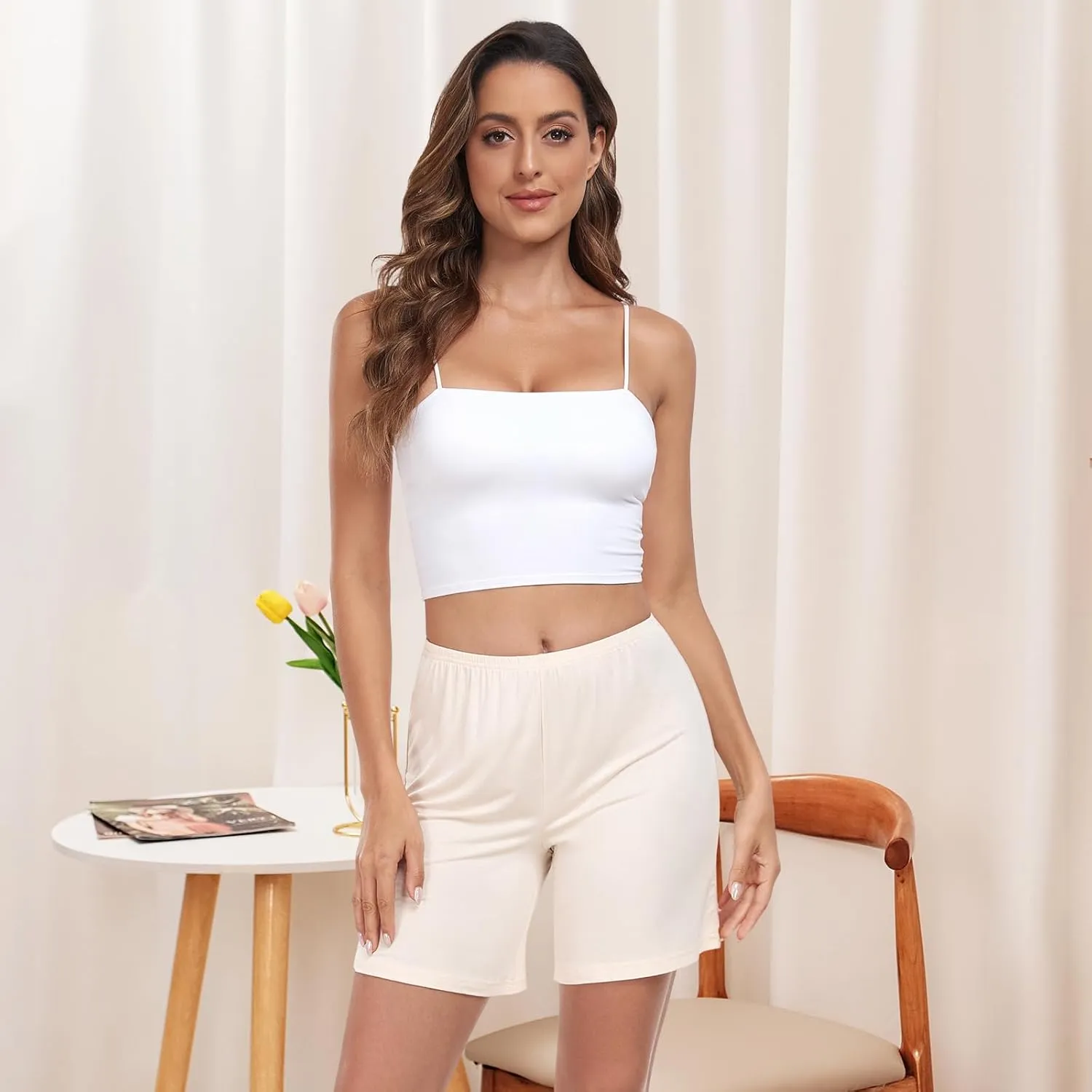 Bloomers Shorts for Women Pettipants for Under Dresses Flat Edge Culottes Slip Shorts