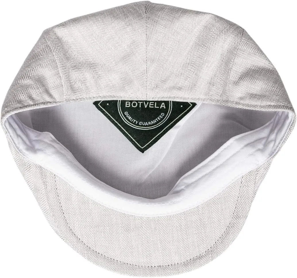 BOTVELA Men Linen Flat Ivy Breathable Summer Newsboy Hat
