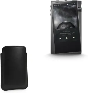 BoxWave Case Compatible with Astell & Kern SR15 (Case Genuine Leather Pouch, Slim Real Leather Luxury Lightweight Pocket for Astell & Kern SR15 - Nero Black