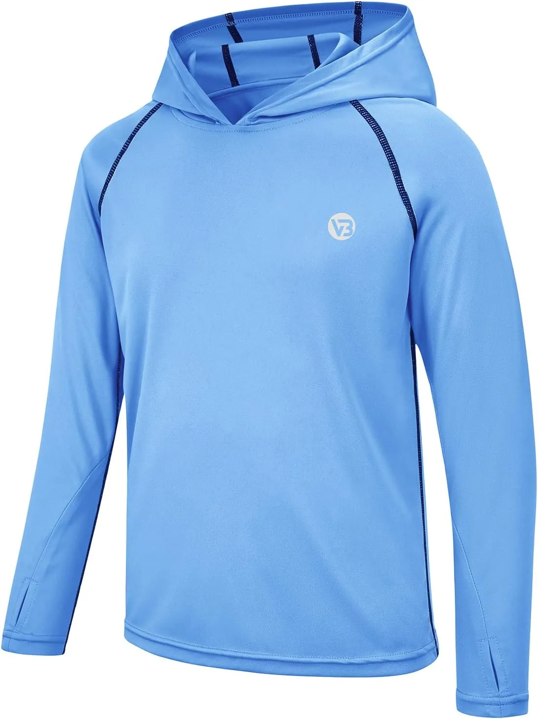 Boys Girls Hooded Sun Shirts UPF50  Long Sleeve Hoodies Quick Dry Rash Guard Swim Shirts Fishing Hiking Thumb Holes