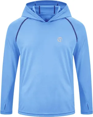 Boys Girls Hooded Sun Shirts UPF50  Long Sleeve Hoodies Quick Dry Rash Guard Swim Shirts Fishing Hiking Thumb Holes