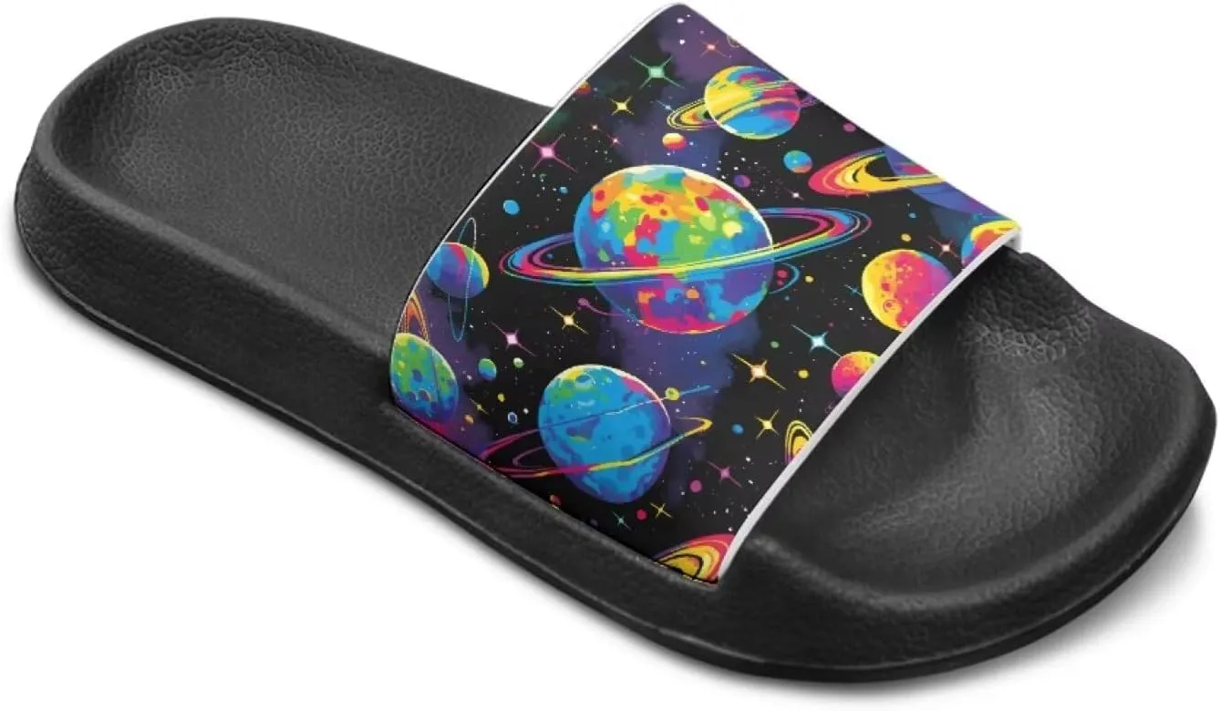 Boys Slide Sandals Trendy Print Shower Shoes for Kids Lightweight Summer Slippers