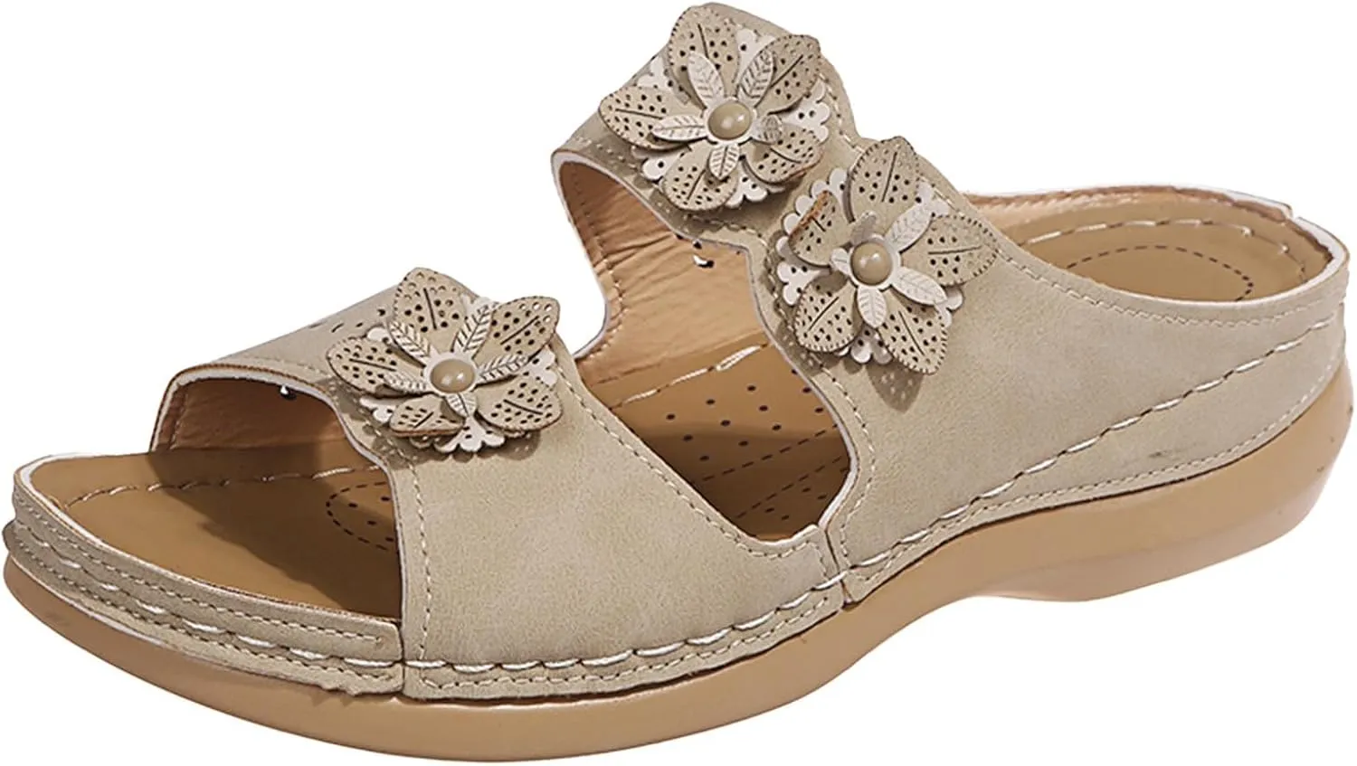 Breathable Mesh Orthopedic Wedge Sandals for Women Summer Flat Open Toe Sandals Boho Slip on Beach Dress Shoes