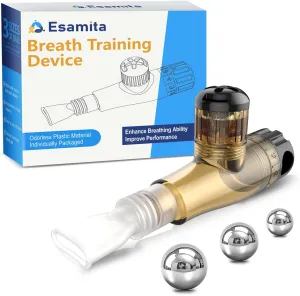 Breathing Exercise Device for Lungs, Non-Measuring Breath Training Device for Respiratory Muscle Exercise, Portable Breathing Trainer with Adjustable Resistance