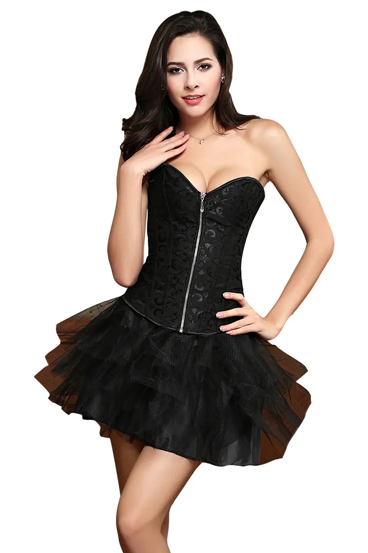 Bride Waist Training Corset Steel Boned Bustier Black White