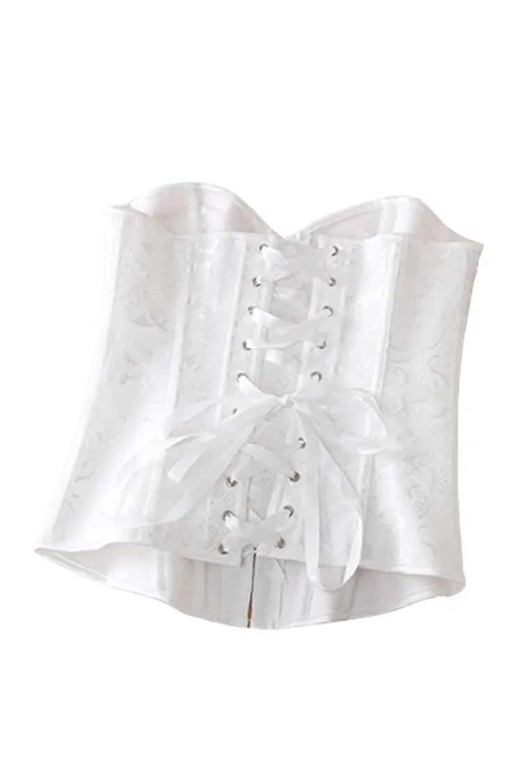 Bride Waist Training Corset Steel Boned Bustier Black White