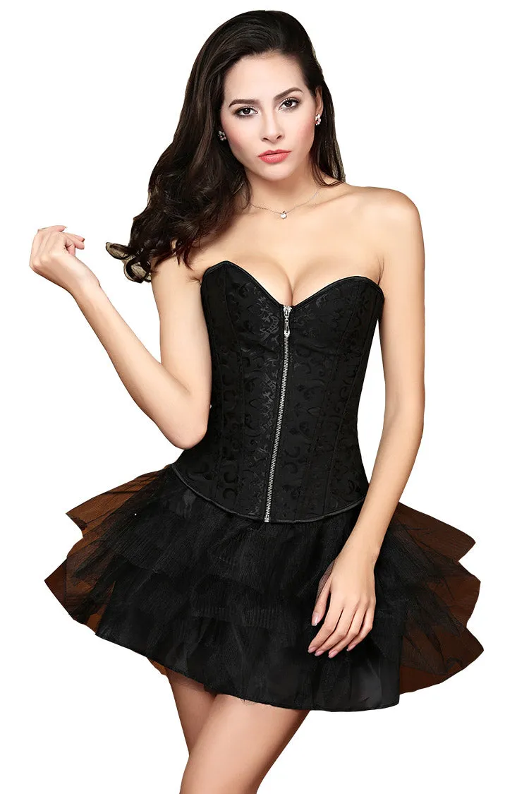 Bride Waist Training Corset Steel Boned Bustier Black White