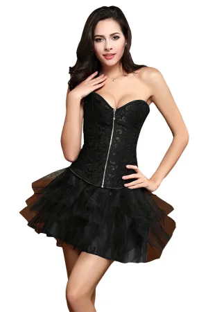 Bride Waist Training Corset Steel Boned Bustier Black White