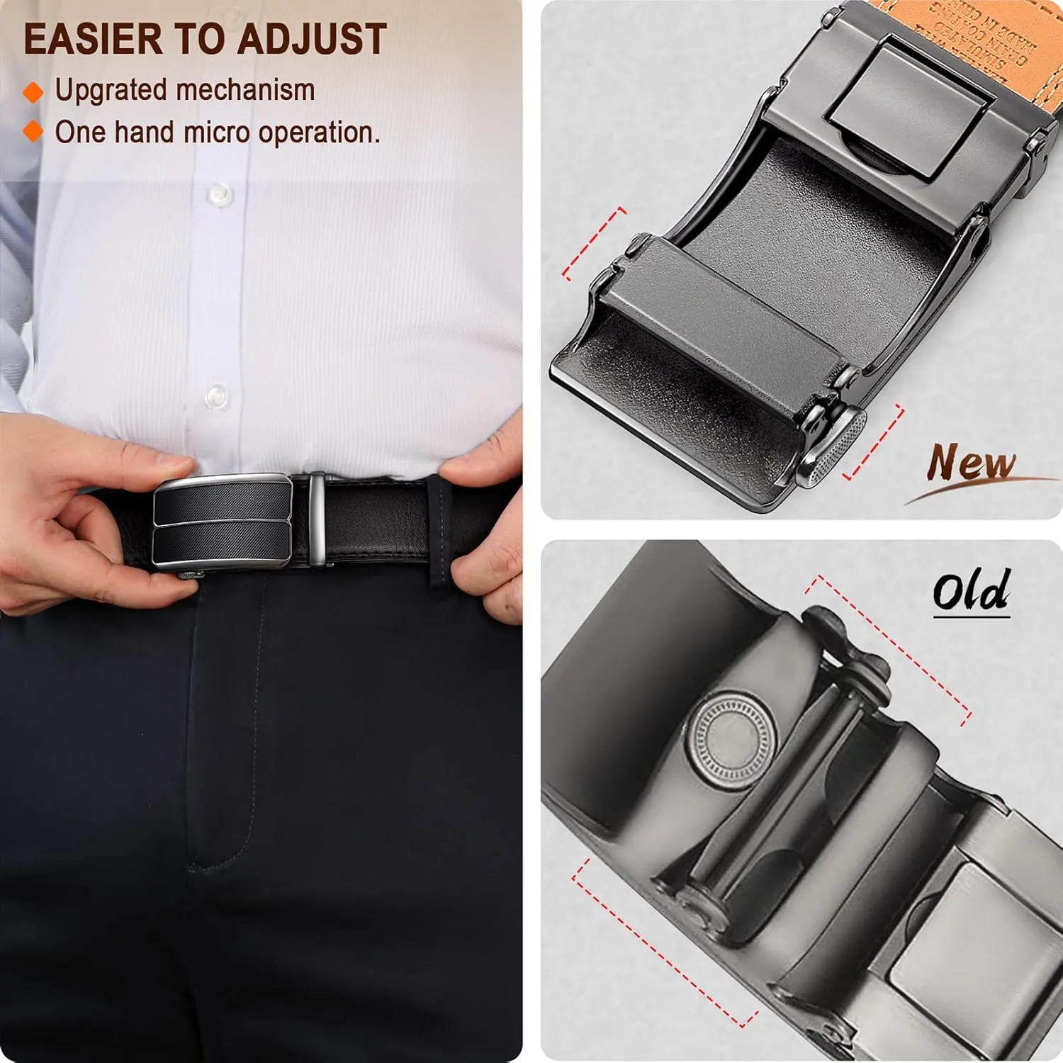 BULLIANT Men's Belt,Slide Ratchet Belt For Gift Men Dress Pant Shirt Oxfords,Trim To Fit