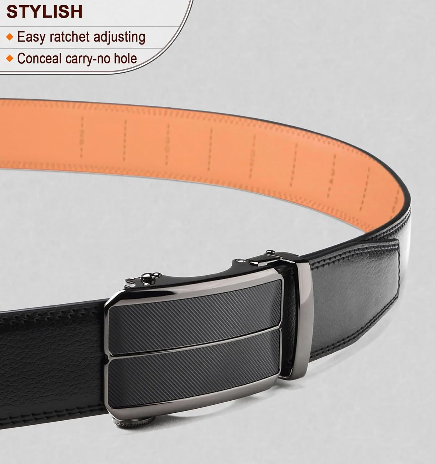 BULLIANT Men's Belt,Slide Ratchet Belt For Gift Men Dress Pant Shirt Oxfords,Trim To Fit