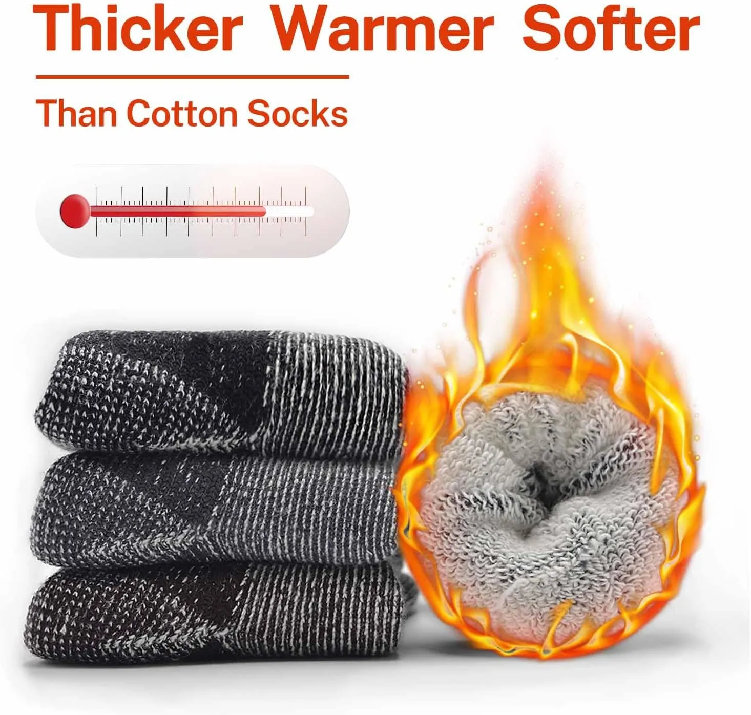 Busy Socks 3 Pack Crew Merino Wool Hiking Socks for Men Women Winter Thick Warm Thermal Cushioned Moisture Wicking Boot Sock