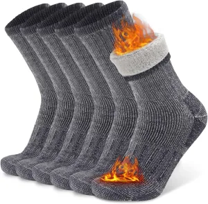 Busy Socks 3 Pack Crew Merino Wool Hiking Socks for Men Women Winter Thick Warm Thermal Cushioned Moisture Wicking Boot Sock